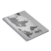  Monogram World Map Traveler Name Gift Favor Notizblock (Rechte Seite)