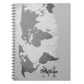 Monogram World Map Traveler Name Gift Favor Notizblock (Vorderseite)