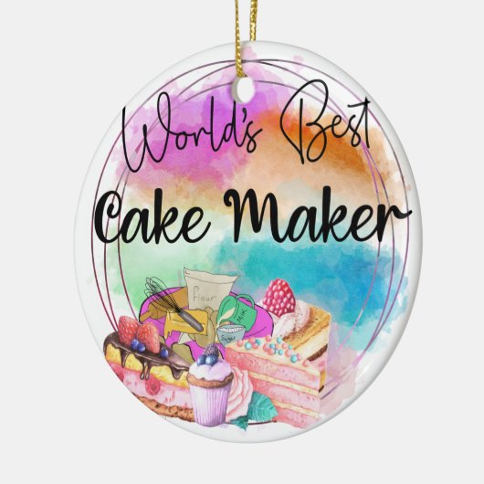 Monogram World's Best Cake Maker Keramik Ornament (Links)