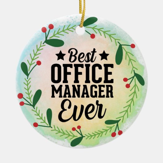 Monogram World's Best Office Manager Keramik Ornament (Vorne)