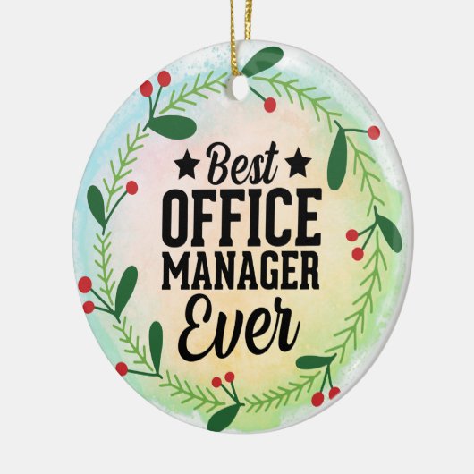 Monogram World's Best Office Manager Keramik Ornament (Links)