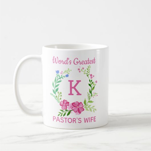 Monogram World's Phantastischste Pastor's Ehefrau  Kaffeetasse (Links)