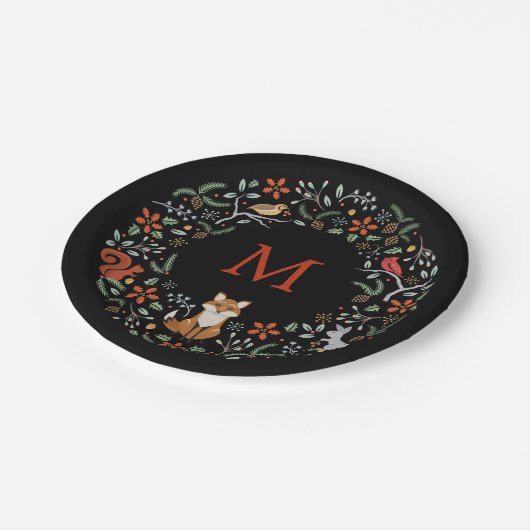 Monogram-Wraath-Papiertafel Pappteller (Schrägansicht)