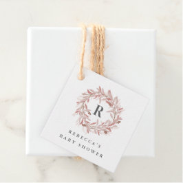 Monogram Wreath Baby Shower Geschenkanhänger