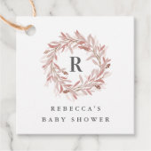 Monogram Wreath Baby Shower Geschenkanhänger (Vorderseite)