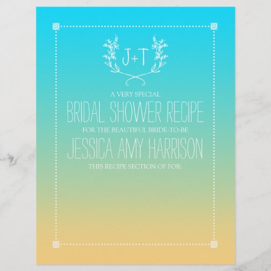 Monogram Wreath Beach Ombre Brautparty Divider (Vorderseite)