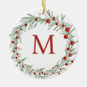 Monogram Wreath Christmas Keramik Ornament (Vorne)
