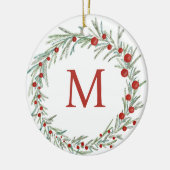 Monogram Wreath Christmas Keramik Ornament (Links)