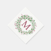 Monogram Wreath Christmas Napkins Serviette (Ecke)