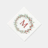 Monogram Wreath Christmas Napkins Serviette (Ecke)
