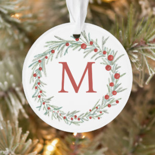 Monogram Wreath Christmas Ornament