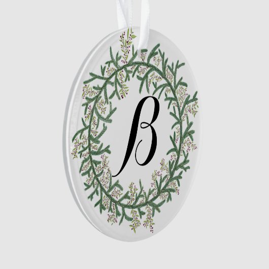 Monogram Wreath Christmas Ornament (Vorderseite)