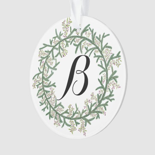 Monogram Wreath Christmas Ornament (Vorderseite)