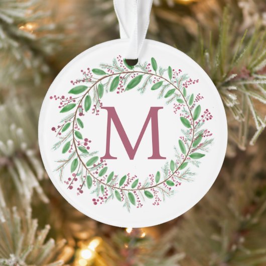 Monogram Wreath Christmas Ornament (Baum)