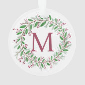Monogram Wreath Christmas Ornament (Rückseite)