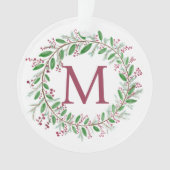 Monogram Wreath Christmas Ornament (Vorderseite)