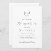 Monogram Wreath Classic Elegante Probe Dinner Einladung (Vorne/Hinten)