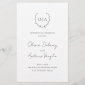 Monogram Wreath Elegant Budget Wedding Programm Flyer (Vorne)