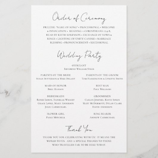 Monogram Wreath Elegant Budget Wedding Programm Flyer (Hinten)