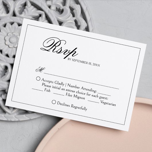 Monogram Wreath Elegant Wedding RSVP Karte