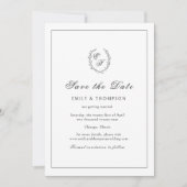 Monogram Wreath Elegant Wedding Save The Date (Vorderseite)