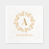 Monogram Wreath Foil Napkins Elegant Initial Servietten Mit Folie (Vorderseite)