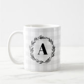 Monogram Wreath Gray Karo Pattern Kaffeetasse (Links)