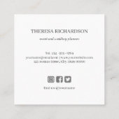 Monogram Wreath Gray Linen Social Media-Symbol Quadratische Visitenkarte (Rückseite)