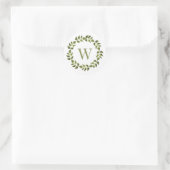 Monogram Wreath Green Wedding Umschlag Aufkleber (Tasche)