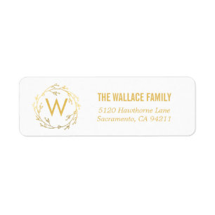 Monogram Wreath Holiday Rücksendeadressen-Aufklebe