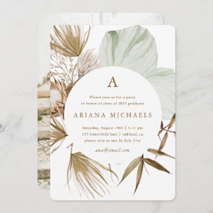 Monogram Wreath One Foto Graduation Party Einladung