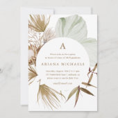 Monogram Wreath One Foto Graduation Party Einladung (Vorderseite)