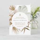 Monogram Wreath One Foto Graduation Party Einladung (Stehend Vorderseite)