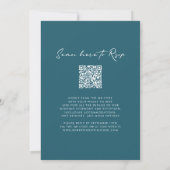 Monogram Wreath QR Code Aquamarin Blue Wedding Einladung (Rückseite)