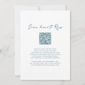 Monogram Wreath QR Code Aquamarin Blue Wedding Einladung (Rückseite)