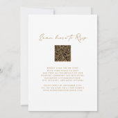 Monogram Wreath QR Code Gold auf White Wedding Einladung (Rückseite)