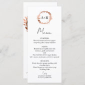 Monogram Wreath Rose Gold Foil Foto Hochzeit Menükarte (Vorne/Hinten)