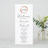 Monogram Wreath Rose Gold Foil Wedding Program (Stehend Vorderseite)