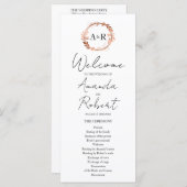 Monogram Wreath Rose Gold Foil Wedding Program (Vorne/Hinten)