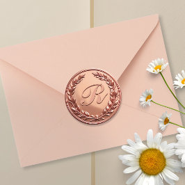 Monogram Wreath Rose Gold Imitats Wachs Siegel Sti Runder Aufkleber