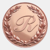 Monogram Wreath Rose Gold Imitats Wachs Siegel Sti Runder Aufkleber (Vorderseite)