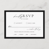 Monogram Wreath Schwarz-weiße UAWG Wedding Begleitkarte (Vorderseite)