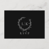 Monogram Wreath Schwarz-weiße UAWG Wedding Begleitkarte (Rückseite)