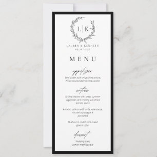 Monogram Wreath Sofort Download Wedding Menu Card Einladung