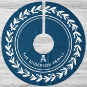 Monogram Wreath Strived Modern Navy Weihnachten Polyester Weihnachtsbaumdecke