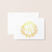 Monogram Wreath Vielen Dank Folienkarte (Vorderseite mit Umschlag)
