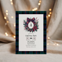 Monogram Wreath Vintages Kariertes Weihnachts-Part