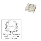 Monogram Wreath Wedding Address Briefmarke Gummistempel (Stempel)
