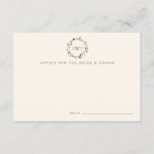 Monogram Wreath Wedding Advice Cards | Twig Hinweiskarte (Vorderseite)