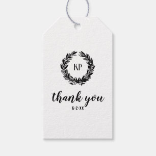 Monogram Wreath Wedding Custom Favorits Geschenkanhänger